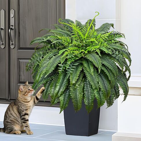 2 Pcs 48 Inch Fake Ferns, Look Real 101 Leaves Artificial Boston Ferns for Outdoors Large, Lush UV Resistant Faux Ferns for Outdoor Planter Large, Outdoor Faux Plants for Porch Patio Home Decor in Kuwait
