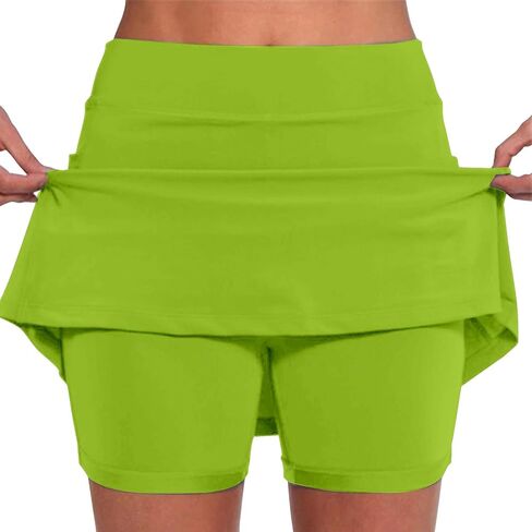 Skorts للنساء مع جيوب عالية الخصر البطن التحكم المرأة اليوغا السراويل أنيق عارضة رياضية التنس التنانير الصغيرة in Kuwait