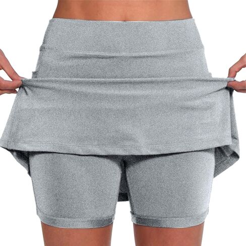 Skorts للنساء مع جيوب عالية الخصر البطن التحكم المرأة اليوغا السراويل أنيق عارضة رياضية التنس التنانير الصغيرة in Kuwait