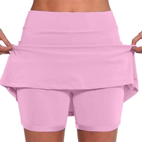 Skorts للنساء مع جيوب عالية الخصر البطن التحكم المرأة اليوغا السراويل أنيق عارضة رياضية التنس التنانير الصغيرة in Kuwait