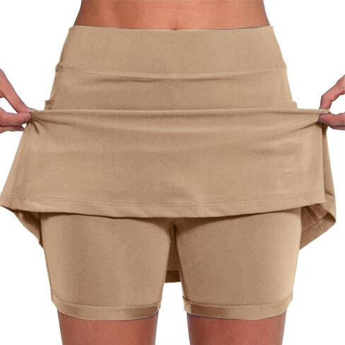 Skorts للنساء مع جيوب عالية الخصر البطن التحكم المرأة اليوغا السراويل أنيق عارضة رياضية التنس التنانير الصغيرة in Kuwait