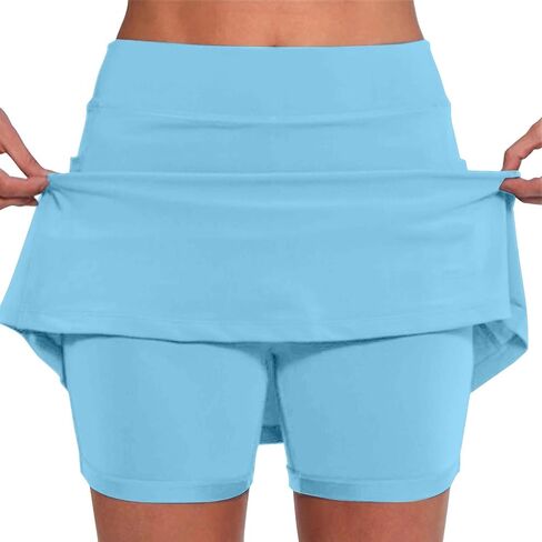 Skorts للنساء مع جيوب عالية الخصر البطن التحكم المرأة اليوغا السراويل أنيق عارضة رياضية التنس التنانير الصغيرة in Kuwait