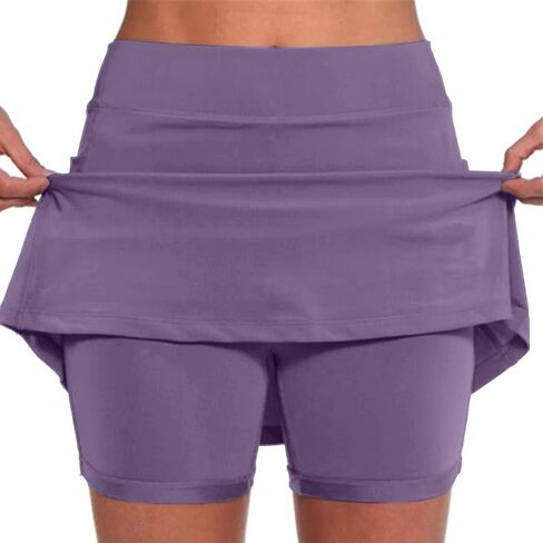 Skorts للنساء مع جيوب عالية الخصر البطن التحكم المرأة اليوغا السراويل أنيق عارضة رياضية التنس التنانير الصغيرة in Kuwait