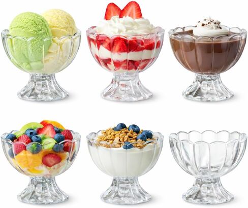 KMwares 6PCs Set 5oz Footed Tulip Glass Dessert Bowls (Clear) in Kuwait