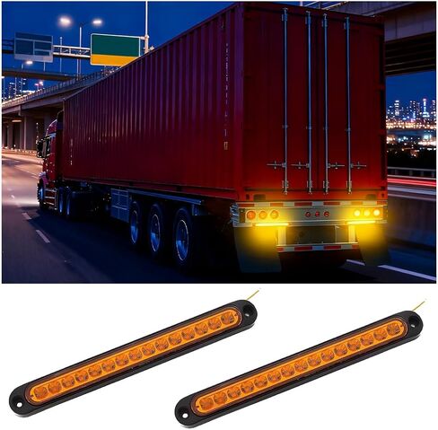 2PCS 10 Inch 15 LED Trailer Tail Light Bar, Vehicle Stop Turn Tail Lights Assembly, Automotive Third Brake Lamp Strip Accessories, Universal for Golf Cart Offroad Truck (White) in Kuwait