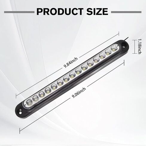 2PCS 10 Inch 15 LED Trailer Tail Light Bar, Vehicle Stop Turn Tail Lights Assembly, Automotive Third Brake Lamp Strip Accessories, Universal for Golf Cart Offroad Truck (White) in Saudi Arabia