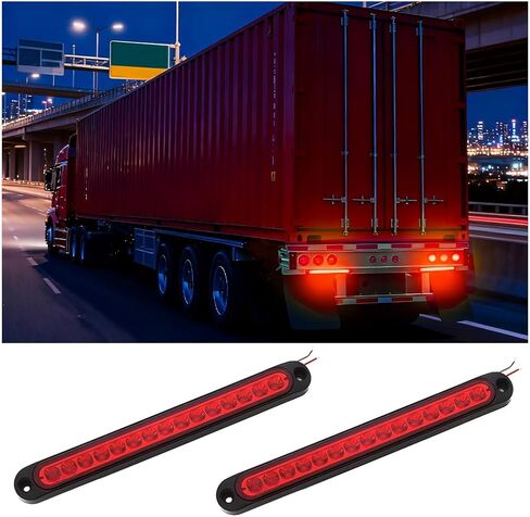 2PCS 10 Inch 15 LED Trailer Tail Light Bar, Vehicle Stop Turn Tail Lights Assembly, Automotive Third Brake Lamp Strip Accessories, Universal for Golf Cart Offroad Truck (White) in Saudi Arabia