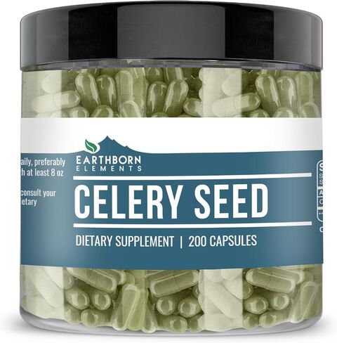 Earthborn Elements بذور الكرفس 200 كبسولة، نقية وغير مخففة، بدون إضافات in Kuwait