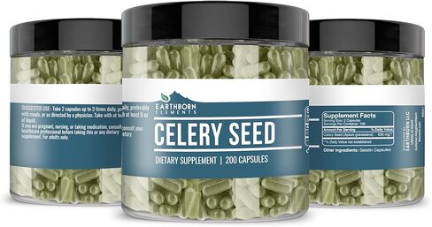 Earthborn Elements بذور الكرفس 200 كبسولة، نقية وغير مخففة، بدون إضافات in Kuwait