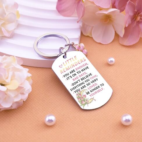 Uplifting Gifts for Women Motivational Keychain Mental Health Keychains Cute Girly Keychain for Teens Girls Birthday Chistmas Gifts Idea Inspirational Pink Gift for 14-16 Years Old Girls in Kuwait