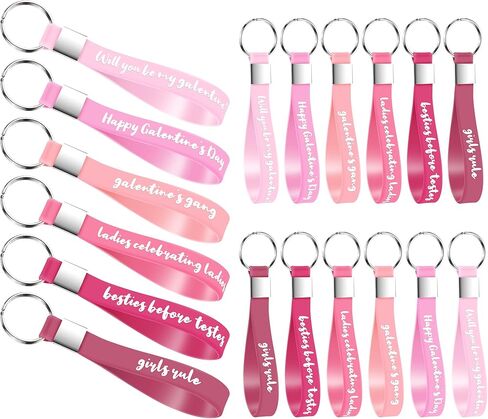 Tondiamo 12 جهاز كمبيوتر شخصى Galentines Day Party Favors ملهمة إقتباس سلاسل المفاتيح الوردي السائبة Galentines هدايا تحفيزية سيليكون سلاسل المفاتيح مجموعة - حزب صالح للنساء الفتيات الإناث الأصدقاء in Saudi Arabia