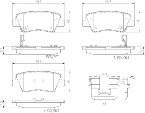 مجموعة وسادات الفرامل القرصية الخلفية من السيراميك الفاخر من Brembo P30047N EMGRAND/HYUNDAI/HYUNDAI (BEIJING)/KIA/KIA (DYK)/SSANGYONG OE# 583022HA50 in Saudi Arabia