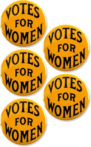 أصوات للنساء بأزرار Pinback - شارة معدنية متينة مستديرة متينة مع دبوس خلفي آمن للسترات والحقائب وعلامات الاحتجاج - بيان حق المرأة في التصويت والمساواة وحقوق التصويت - 2.25 بوصة (5 عبوات) in Kuwait