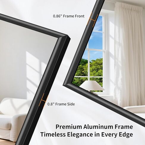 مرآة حمام سوداء، مرآة حائط سوداء مقاس 20 × 24 بوصة مع إطار من الألومنيوم المرتفع، زجاج مقسى مقاوم للكسر، مرآة زينة حديثة فوق الحوض وغرفة النوم وغرفة المعيشة والمدخل in Kuwait