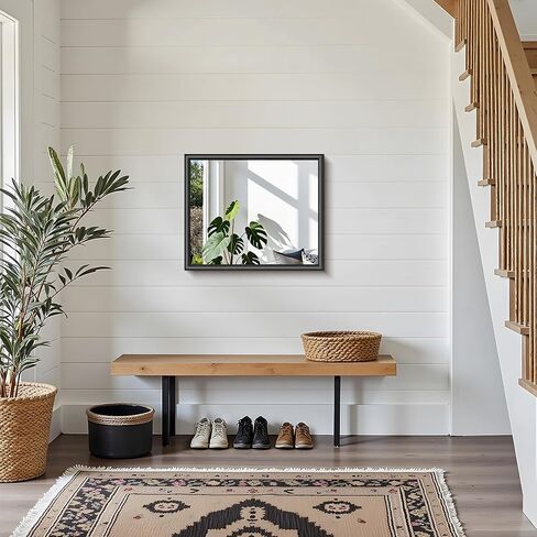 مرآة حمام سوداء، مرآة حائط سوداء مقاس 20 × 24 بوصة مع إطار من الألومنيوم المرتفع، زجاج مقسى مقاوم للكسر، مرآة زينة حديثة فوق الحوض وغرفة النوم وغرفة المعيشة والمدخل in Kuwait