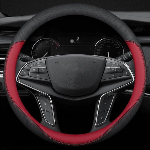 Generic Car Steering Wheel Cover Compatible with Hyundai Veloster 2012-2016 Year, Ultra-Thin Design Premium Nappa Leather (Black-A), VDG436FD in Saudi Arabia