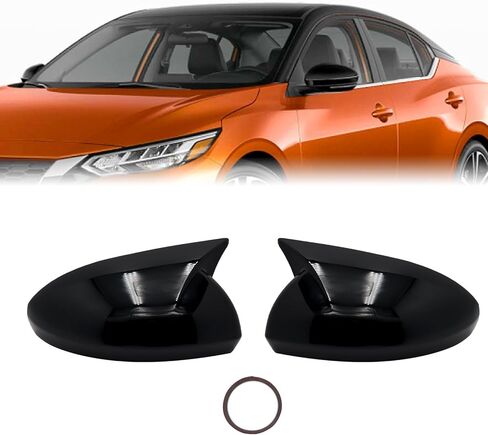 2PCS Mirror Cover Fit For Nissan Sentra 2020-2025 Altima Sedan 2019-2025 Accessories Car Ox Horn Side Rearview Mirror Cap Cover Wing Protect Decorate Covers （Glossy Black） in Saudi Arabia