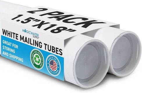 MagicWater Supply Mailing Tube - 1.5 in x 18 in - White - 12 Pack - for Shipping and Storage of Posters, Arts, Crafts, and Documents in Kuwait