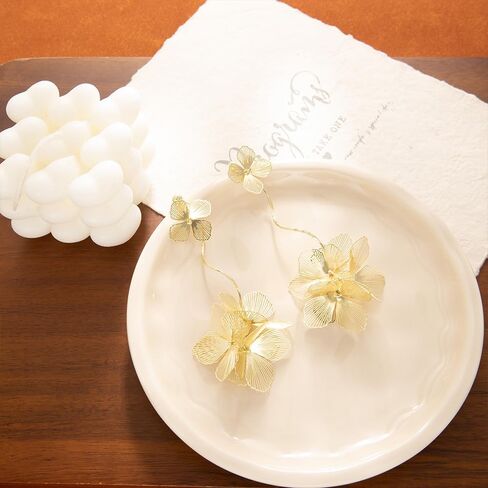 Long Gold Filigree Flower Earrings for Women Dangling Bohemian Layered Floral Statement Tassel Earring Trendy Boho Ginkgo Biloba Leaf Petal Jewelry in Kuwait