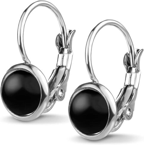 555Jewelry للنساء من الفولاذ المقاوم للصدأ قطع حجرية كلاسيكية على شكل ليفرباك، أقراط من حجر الرخام in Saudi Arabia