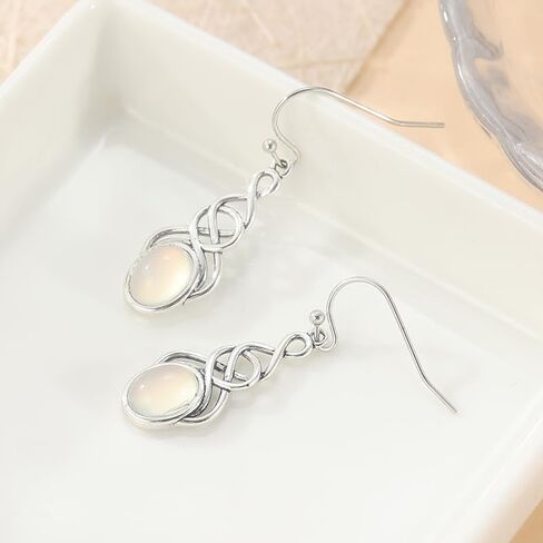 خمر Moonstone أقراط فضية المرأة البوهيمي نمط الحد الأدنى الأقراط in Saudi Arabia
