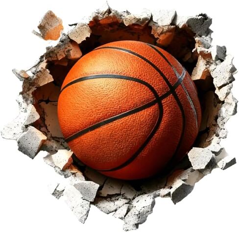 Basketball 3D Broken Wall Vinyl Decal Stickers, 2 Pack Waterproof Removable for Laptops, Cars, Wall, Furniture, Bedroom Decoration LB-0040 in Kuwait
