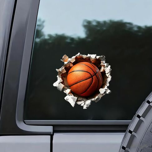 Basketball 3D Broken Wall Vinyl Decal Stickers, 2 Pack Waterproof Removable for Laptops, Cars, Wall, Furniture, Bedroom Decoration LB-0040 in Kuwait