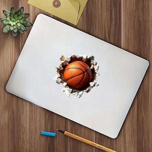 Basketball 3D Broken Wall Vinyl Decal Stickers, 2 Pack Waterproof Removable for Laptops, Cars, Wall, Furniture, Bedroom Decoration LB-0040 in Kuwait