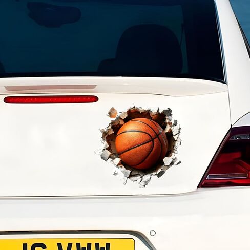 Basketball 3D Broken Wall Vinyl Decal Stickers, 2 Pack Waterproof Removable for Laptops, Cars, Wall, Furniture, Bedroom Decoration LB-0040 in Kuwait