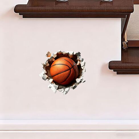 Basketball 3D Broken Wall Vinyl Decal Stickers, 2 Pack Waterproof Removable for Laptops, Cars, Wall, Furniture, Bedroom Decoration LB-0040 in Kuwait