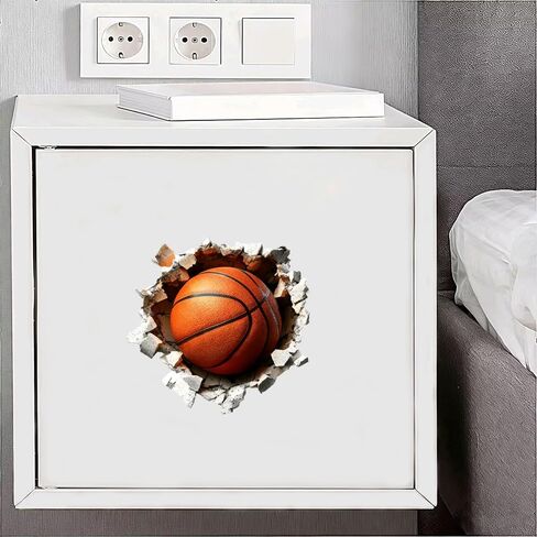 Basketball 3D Broken Wall Vinyl Decal Stickers, 2 Pack Waterproof Removable for Laptops, Cars, Wall, Furniture, Bedroom Decoration LB-0040 in Kuwait