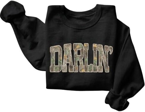 سويت شيرت FITIN للجنسين Darlin' Camo للنساء - بلوفر جنوبي مموه برسومات Western Country in Kuwait