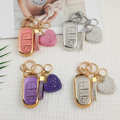 Key Fob Cover with Diamond Bling Keychain for Women, Compatible with Jeep Grand Cherokee Renegade in Saudi Arabia
