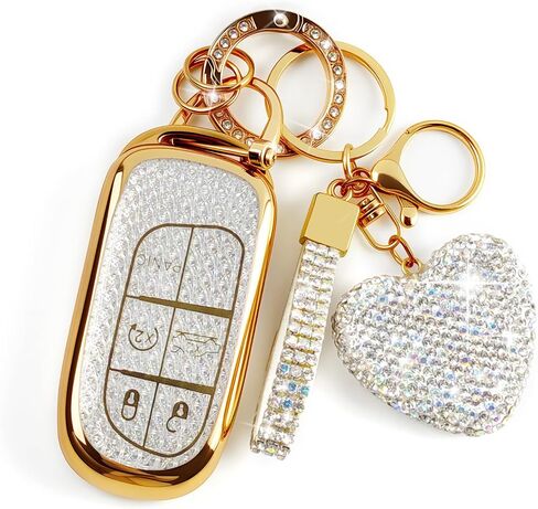 Key Fob Cover with Diamond Bling Keychain for Women, Compatible with Jeep Grand Cherokee Renegade in Saudi Arabia