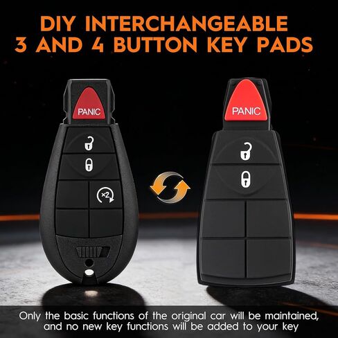 استبدال جهاز التحكم عن بعد لمفتاح Fob DIY يناسب 2013 2014 2015 2016 2017 RAM 1500 2500 3500 جهاز تحكم عن بعد للدخول بدون مفتاح مع 3 و4 أزرار قابلة للتبديل GQ4-53T (عبوة من 2) in Kuwait