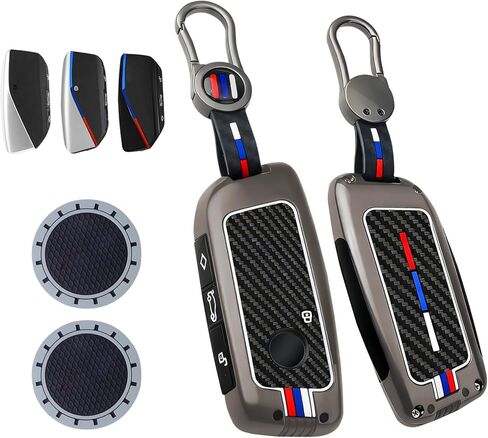3 Pack for BMW Key Fob Cover, Fit for 2023-2025 2026 New X5 X6 X1 X7 5 7 iX i7 740i 760i XM Accessories, Zinc Alloy Key Case with Carbon Fiber Pattern Silicone Remote Key Protector Keychain in Saudi Arabia