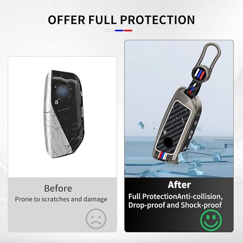3 Pack for BMW Key Fob Cover, Fit for 2023-2025 2026 New X5 X6 X1 X7 5 7 iX i7 740i 760i XM Accessories, Zinc Alloy Key Case with Carbon Fiber Pattern Silicone Remote Key Protector Keychain in Saudi Arabia