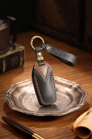 Cowhide Leather Car Key Fob Cover Case Fit for Audi A3 A5L A6 Avant E-tron Q6 Q5 SUV A6L Q6L Q5 New 2025 Key Protective Cover Keychain Hand Made Key Holder Protector Accessories Gift Black in Saudi Arabia