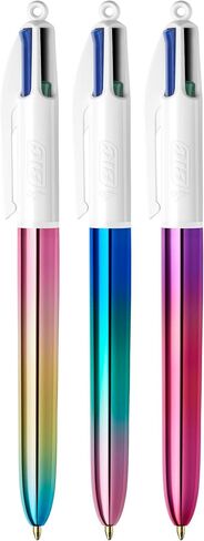Bic 4 Colours Gradient Pens, Multi Coloured Pens All In One, Retractable Pens, Medium 1.0mm, Green, Blue, Red, Black, 5 Pens Per Pack, 1 Pack in Saudi Arabia