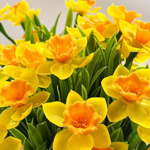 SNAIL GARDEN 2PCS Artificial Daffodils in Black Pot,9.8" Realistic Artificial Flowers in Pot,Artificial Spring Flowers for Home, Office, Wedding, Party, Easter Decor Indoor in Saudi Arabia