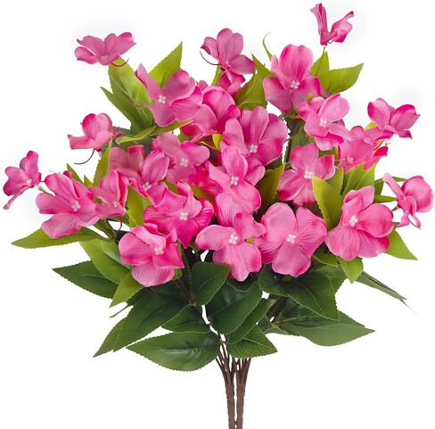 قطعتان من زهور Impatiens الاصطناعية للأماكن الخارجية زهرة الحرير خارج المنزل مقاومة للأشعة فوق البنفسجية زهور وهمية نباتات شجيرات وردية صناعية للمزارعين في الهواء الطلق والشرفة الأمامية وفناء الحديقة والشرفة in Kuwait