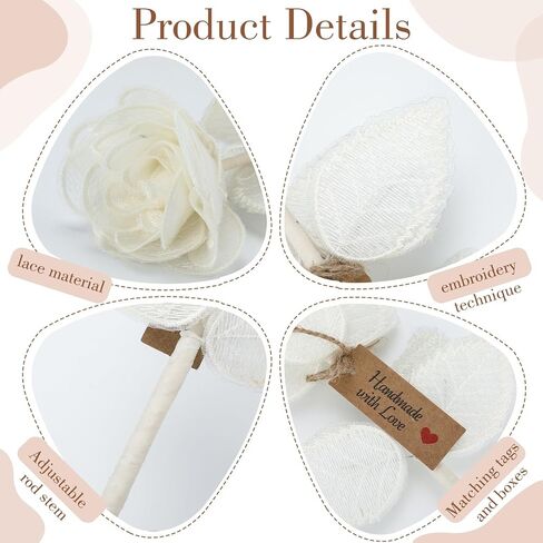 Valentine's Day White Handmade Lace Flower 13 Year for Her 10.5 Inches Lace for Wedding Birthday in Saudi Arabia