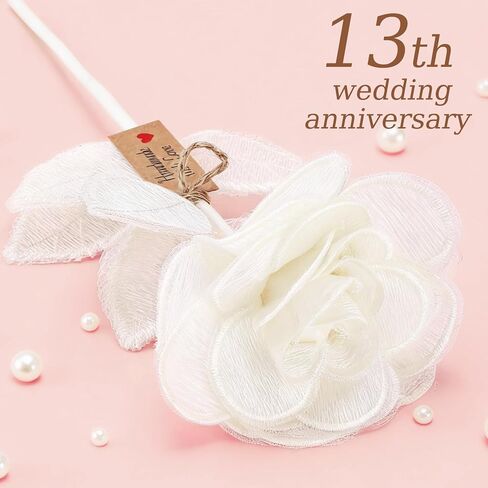 Valentine's Day White Handmade Lace Flower 13 Year for Her 10.5 Inches Lace for Wedding Birthday in Saudi Arabia