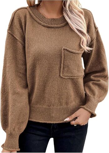 SOLY HUX Women's Long Sleeve Sweater Crew Neck Knit Pullover Jumper Tops Fall Winter Outfits in Saudi Arabia