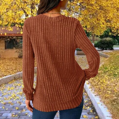 Chic V-Neck Sweater for Women 2025 Lightweight Long Sleeve Knit Top Loose Fit Comfortable Blouse in Saudi Arabia