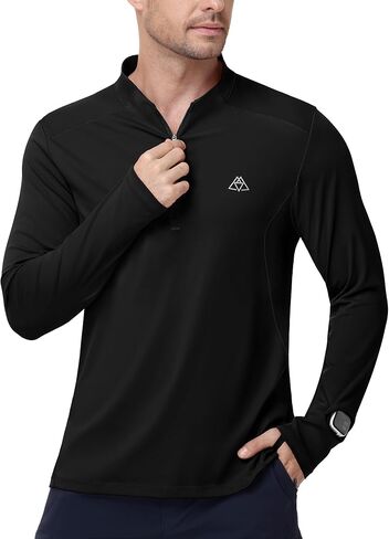 Haimont Men's Lightweight Quarter Zip Pullover UPF50+ Sun Protection Long Sleeve Hiking Shirt with Watch Window Quick Dry in Kuwait