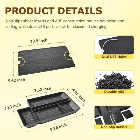 Center Console Organizer Set Compatible with Ford 2021-2025 2026 F-150 & 2022 2023 2024 F150 Lightning XLT Truck Accessories – Front Open Pocket Lid Hidden Storage Tray Insert Compartment 2PCS in Kuwait