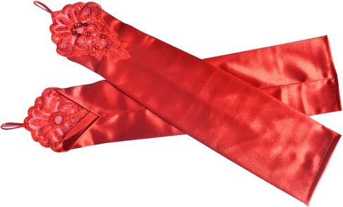 COSFAN Women Satin Hook Finger Gloves,Long Flapper Evening Opera Gloves,Retro Elbow Length Gloves for 1920s Parties in Saudi Arabia