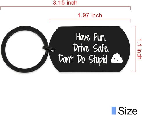 هدايا للمراهقات للابن والابنة هدية عيد ميلاد من الأم للمراهقين والأولاد والبنات استمتعوا بالأمان ولا تفعلوا سلسلة مفاتيح غبية (مستطيلة سوداء)، 1.97 بوصة × 1.10 بوصة in Kuwait