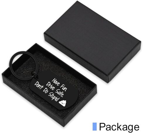 هدايا للمراهقات للابن والابنة هدية عيد ميلاد من الأم للمراهقين والأولاد والبنات استمتعوا بالأمان ولا تفعلوا سلسلة مفاتيح غبية (مستطيلة سوداء)، 1.97 بوصة × 1.10 بوصة in Kuwait